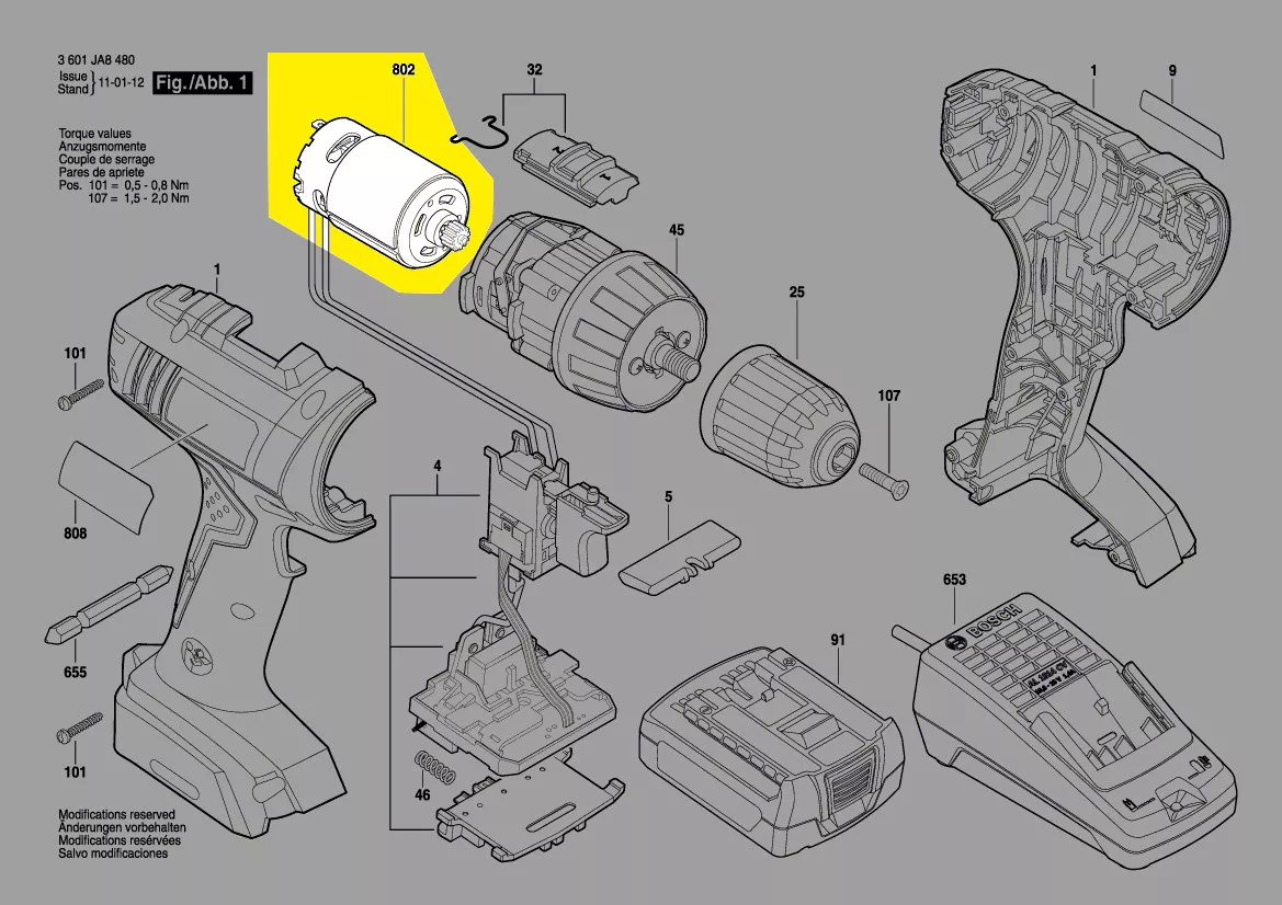 Moteur 14,4V réf. 2 609 199 378 Bosch